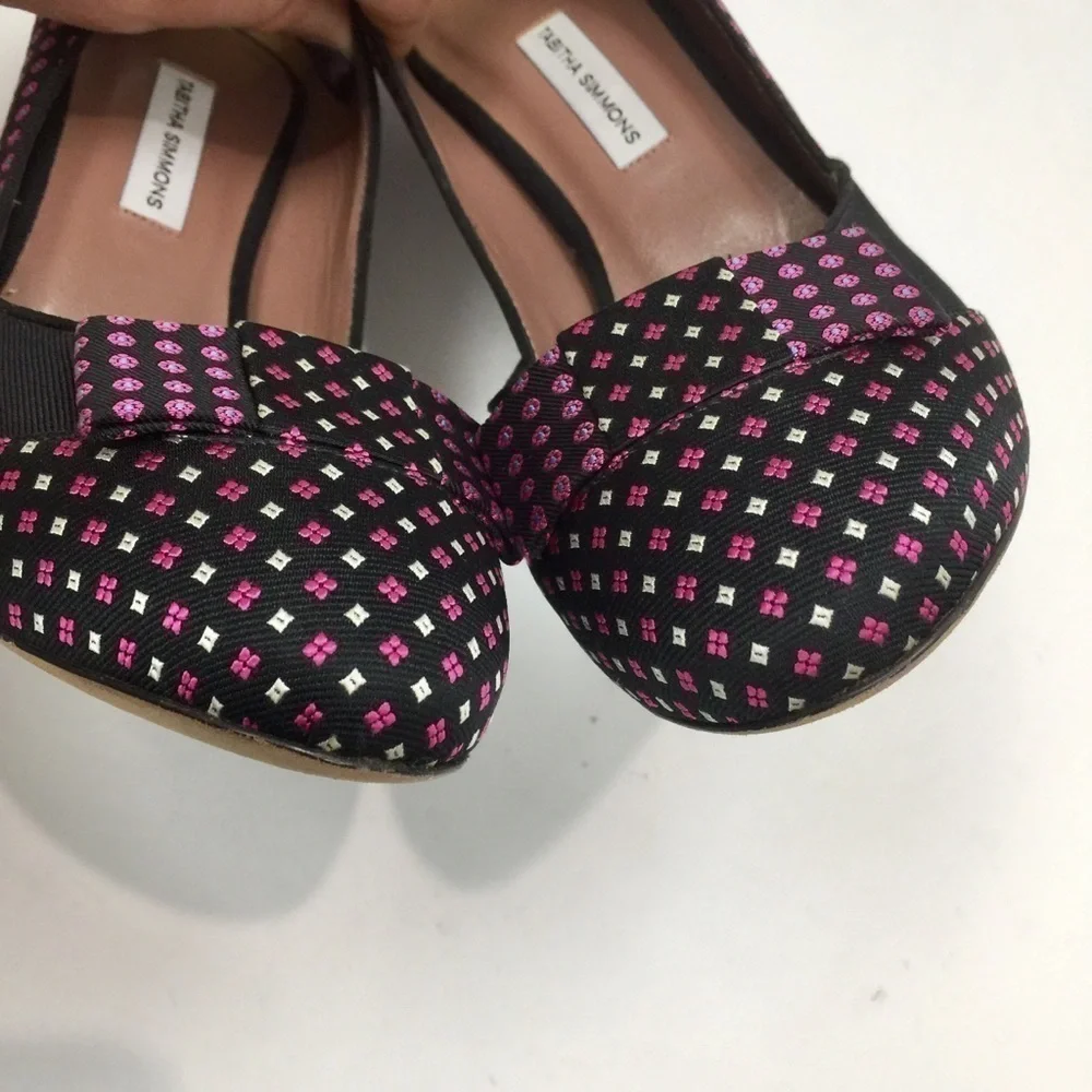 Tabitha Simmons Frida Necktie Silk Checker Pump Heels Size 8
